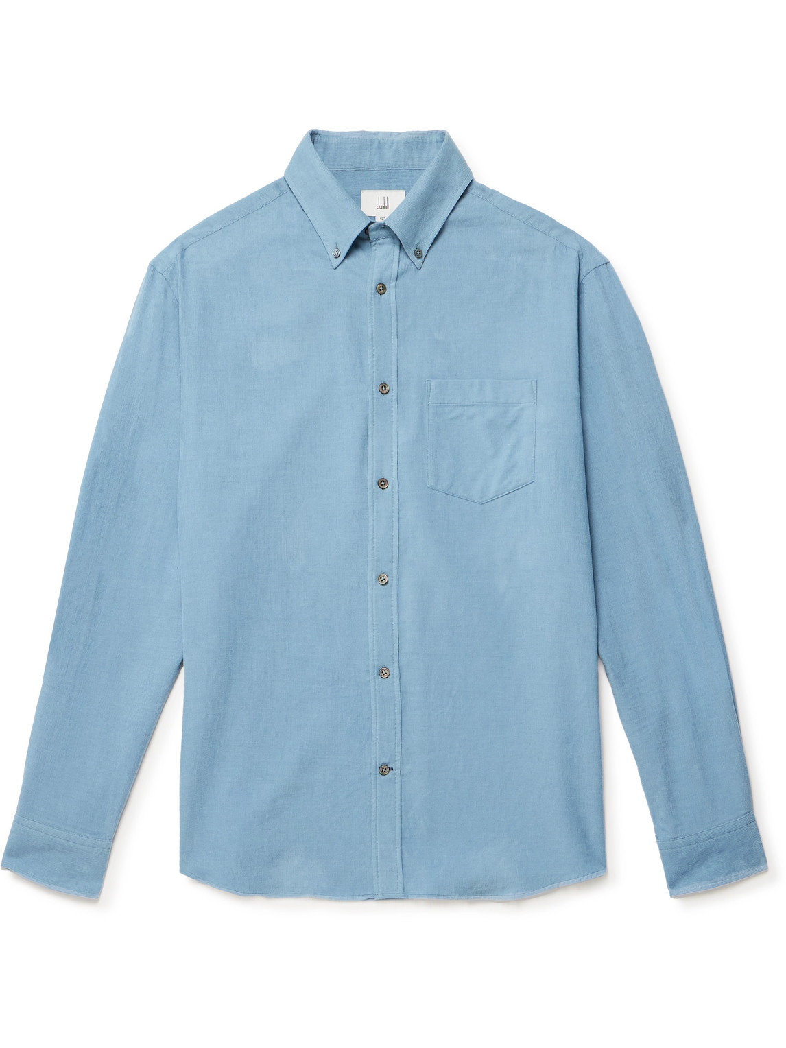 Dunhill Button-down Collar Cotton And Cashmere-blend Corduory Shirt In Blue