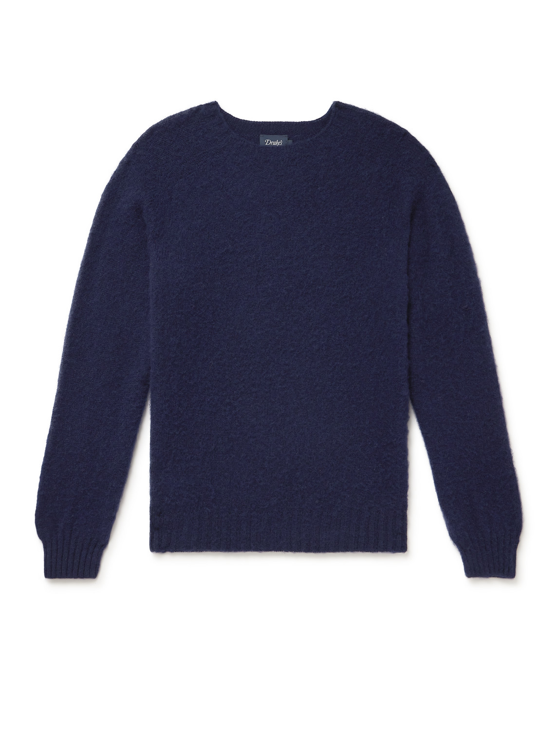 Drake's Brushed Shetland Wool Jumper In Blue