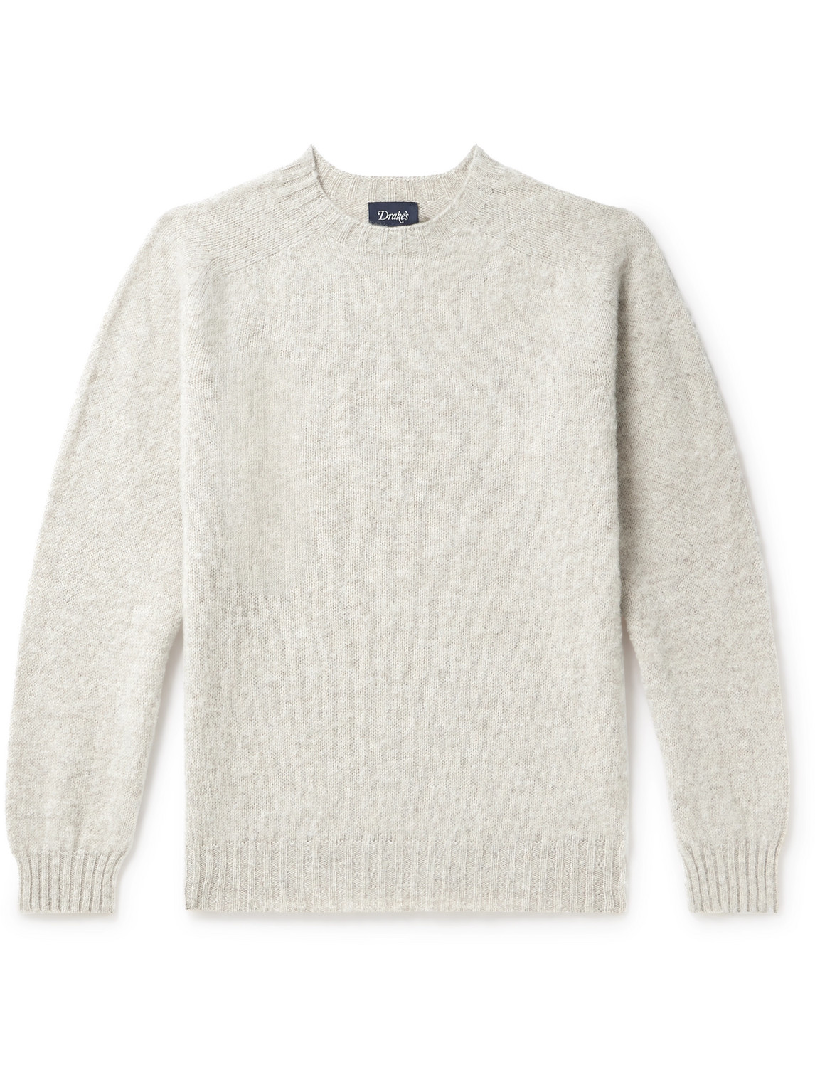 Drake's Brushed Virgin Shetland Wool Sweater In Gray