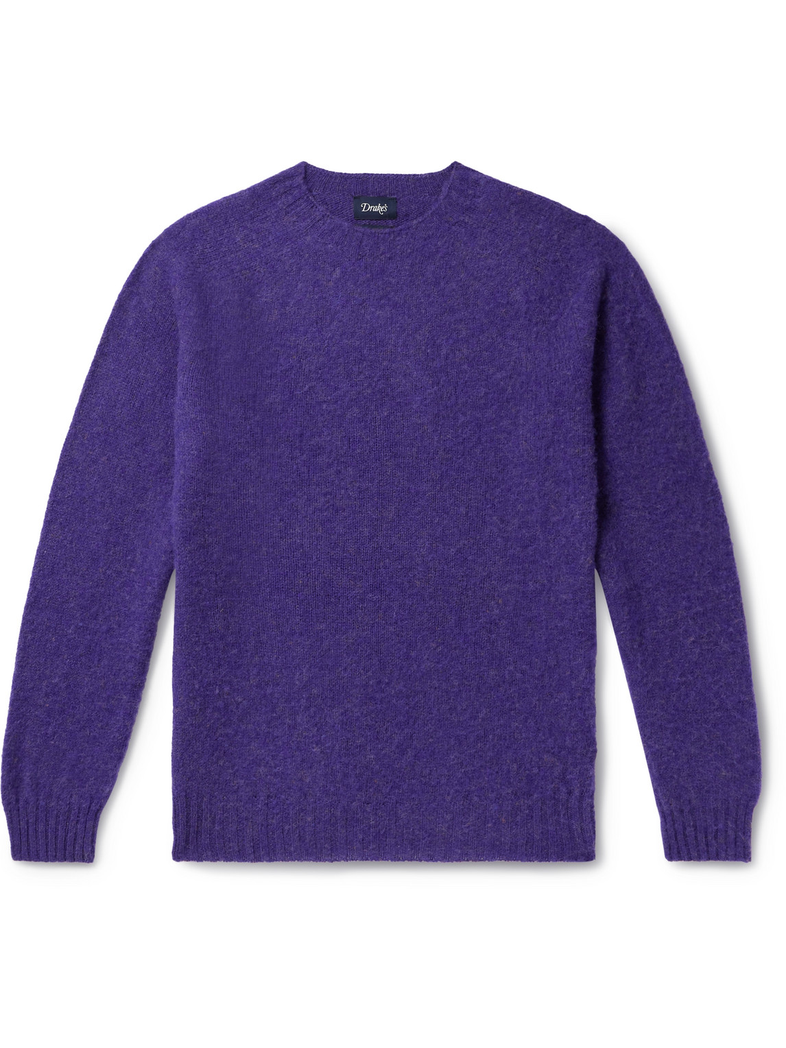 Drake's Brushed Virgin Shetland Wool Sweater In Purple