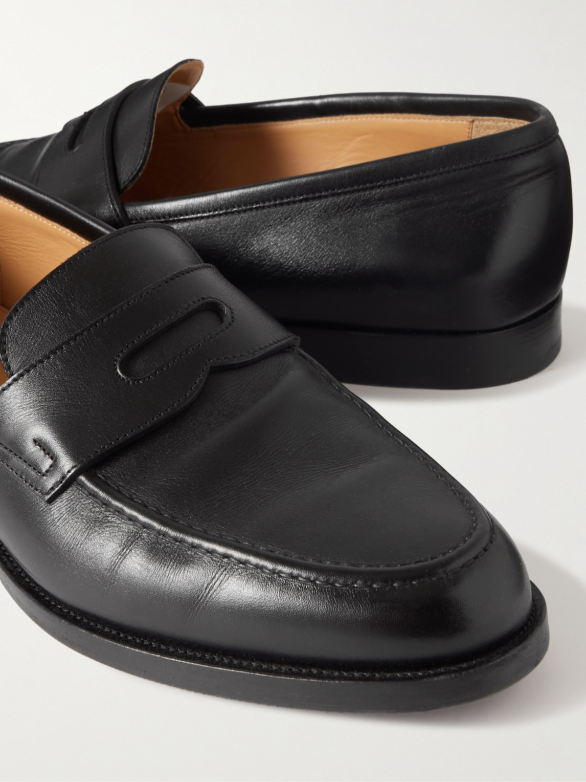 Shop Dunhill Audley Leather Penny Loafers In Black