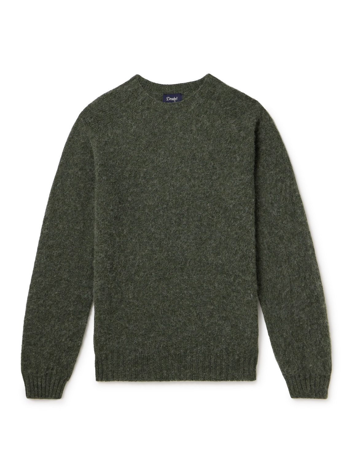 Drake's Brushed Shetland Wool Sweater In Green