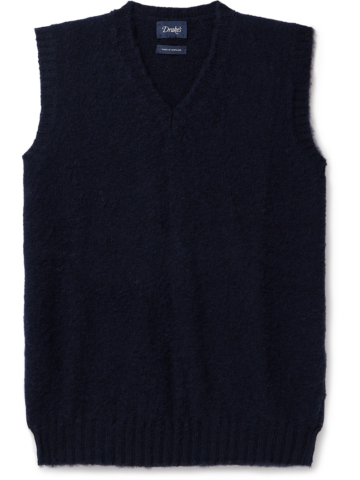 Drake's Brushed Wool Sweater Vest In Blue