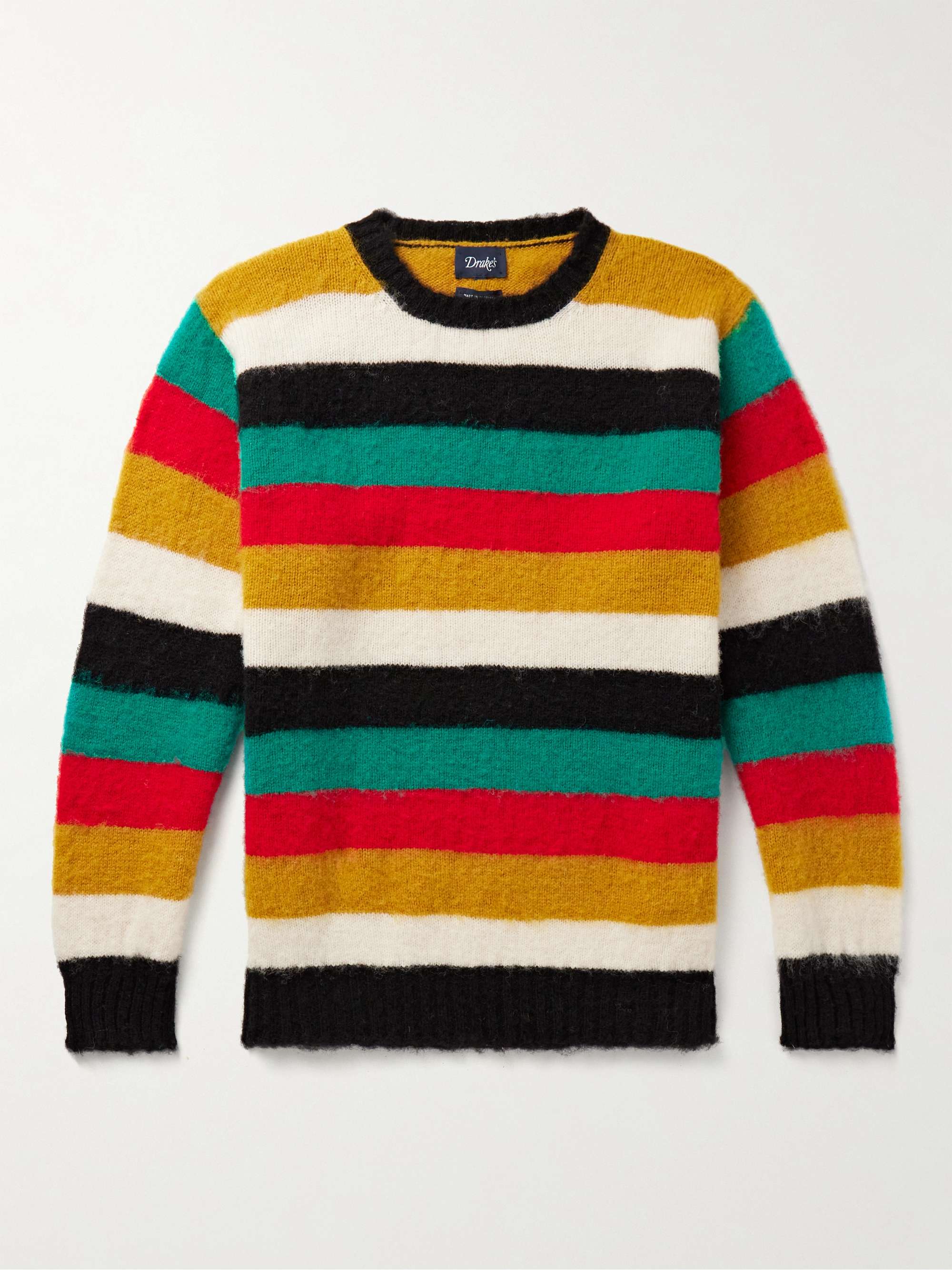 DRAKE'S Striped Brushed-Wool Sweater for Men | MR PORTER
