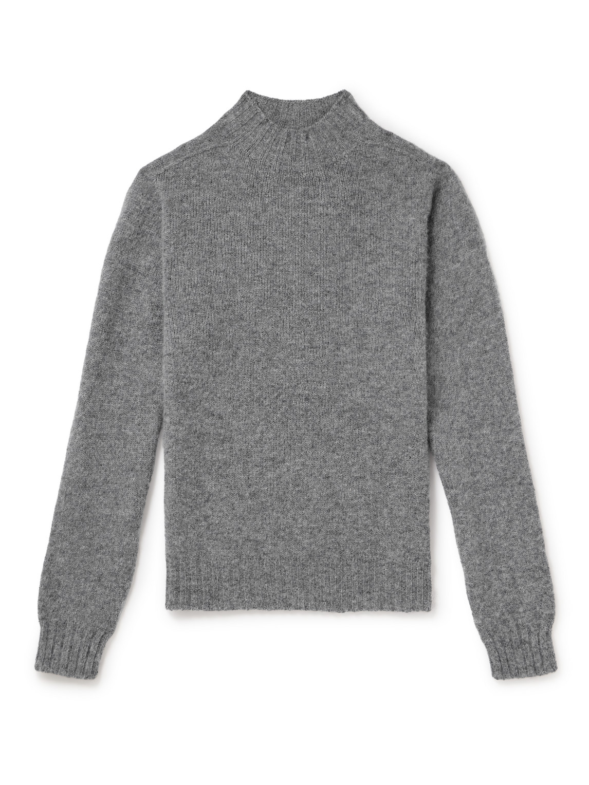 Drake's Brushed Shetland Wool Mock-neck Jumper In Grey