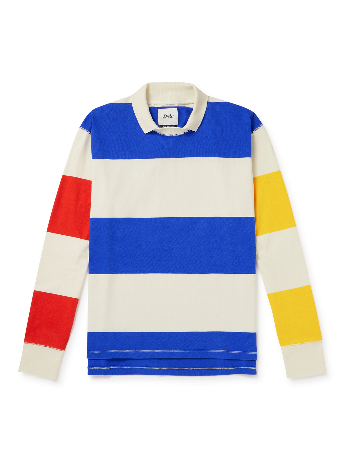 Drake's Colour-block Cotton-jersey Polo Shirt In Unknown