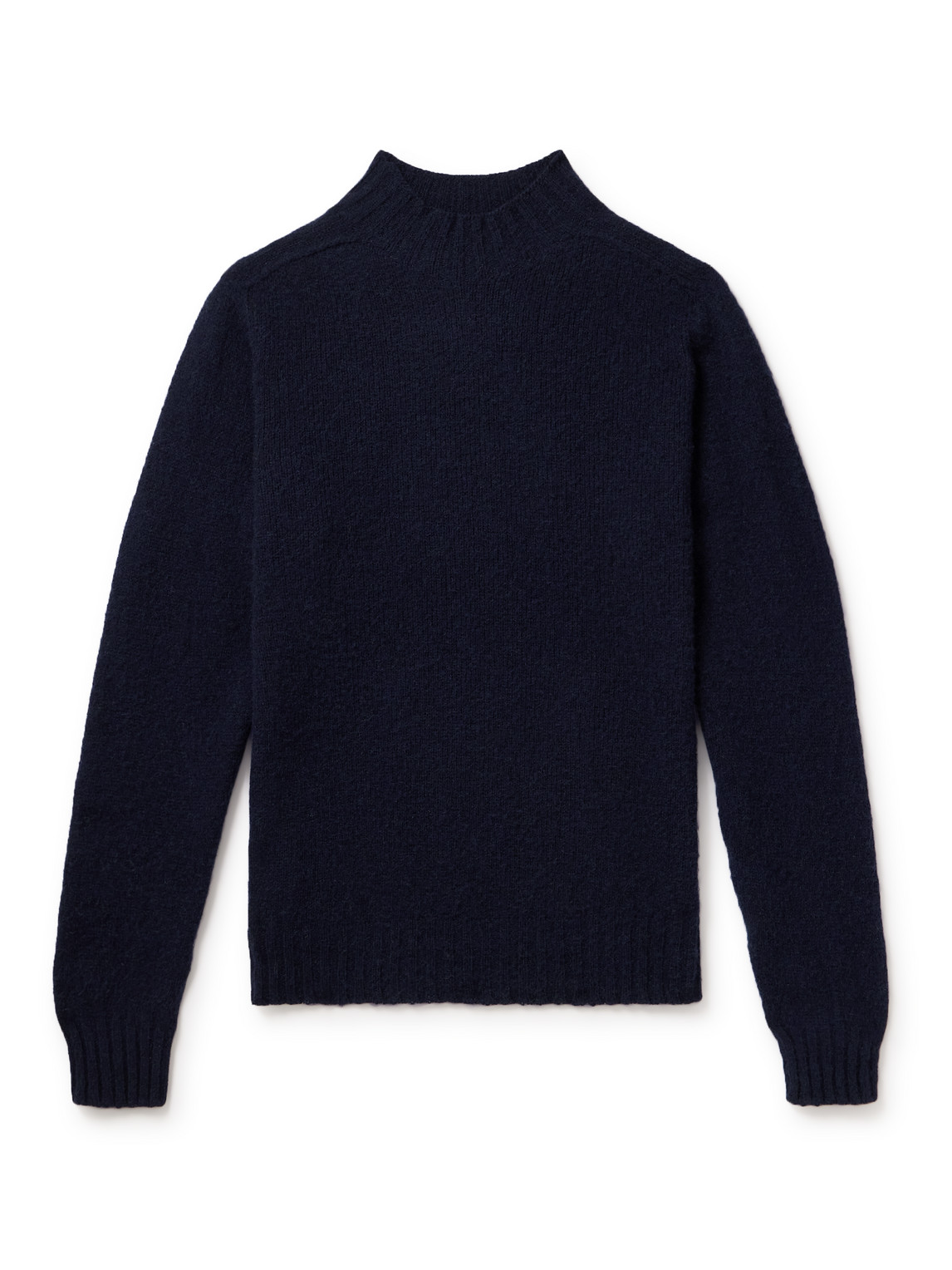 Drake's Brushed Shetland Wool Mock-neck Sweater In Blue