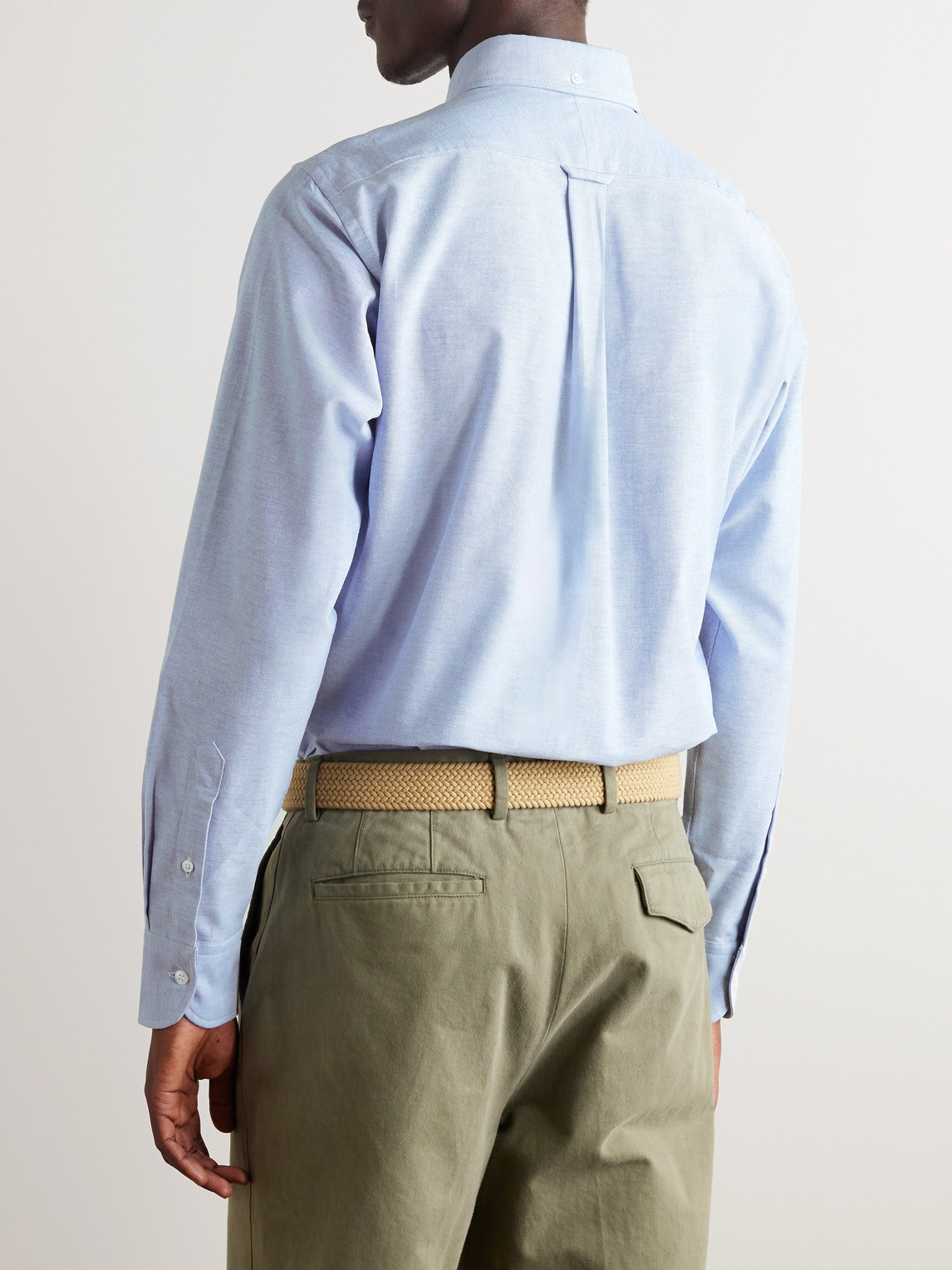 Shop Drake's Button-down Collar Cotton Oxford Shirt In Blue