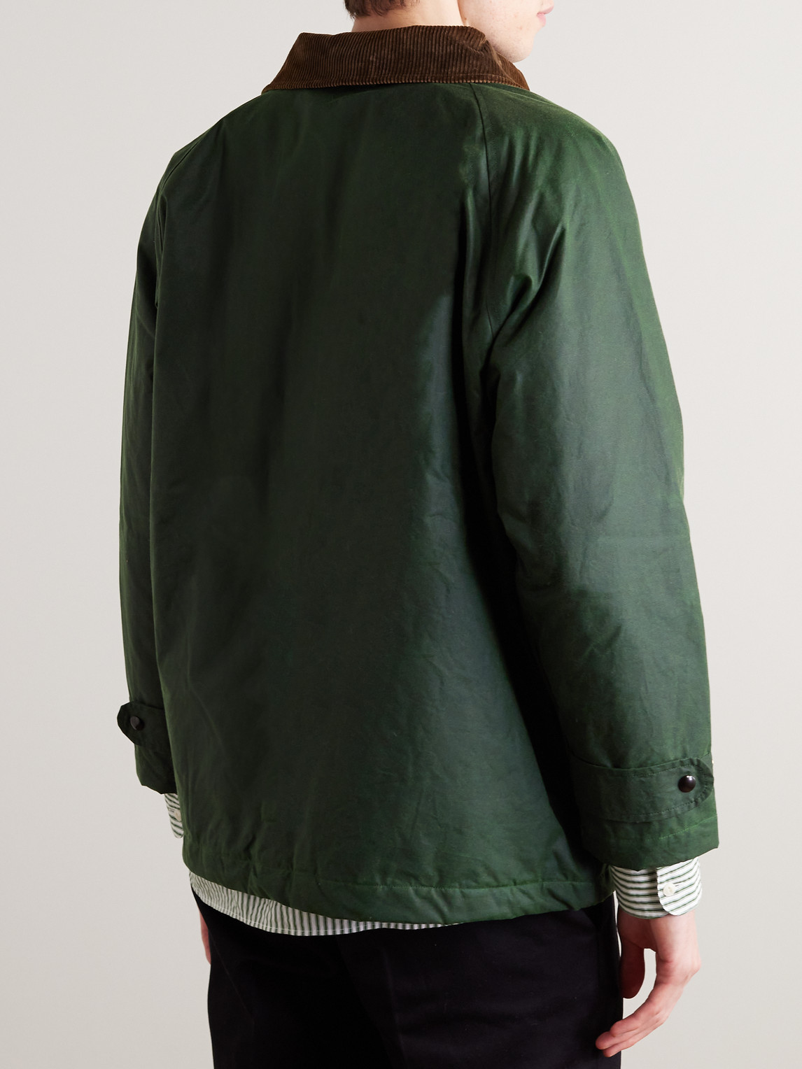 Shop Drake's Corduroy-trimmed Waxed-cotton Jacket In Unknown