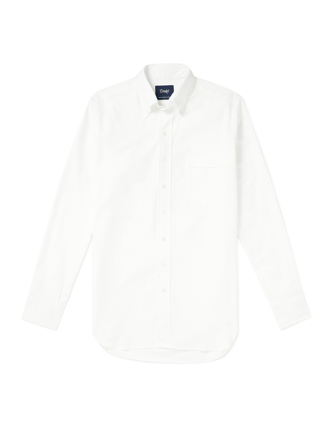 Drake's Slim-fit Button-down Collar Cotton Oxford Shirt In White