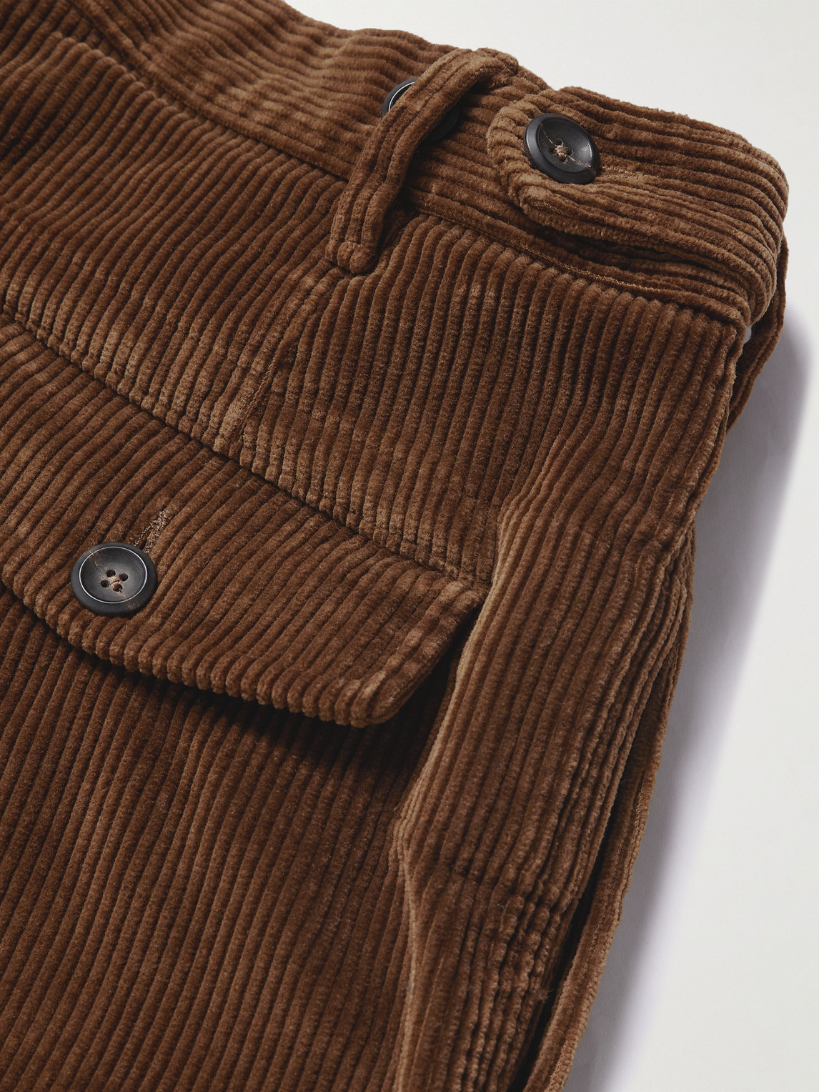 Shop Drake's Straight-leg Pleated Cotton-corduroy Trousers In Brown
