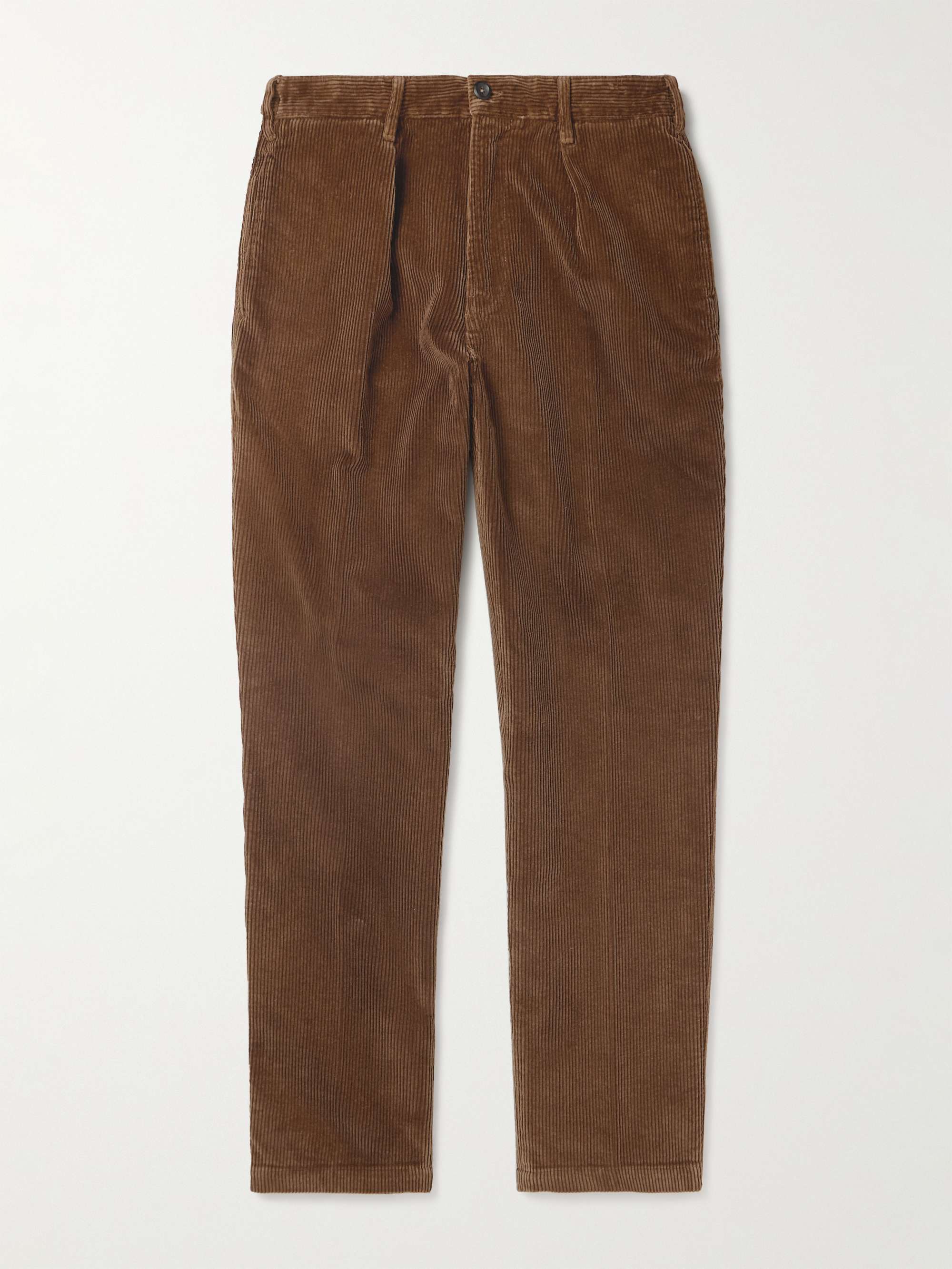 DRAKE'S Straight-Leg Pleated Cotton-Corduroy Trousers for Men | MR PORTER
