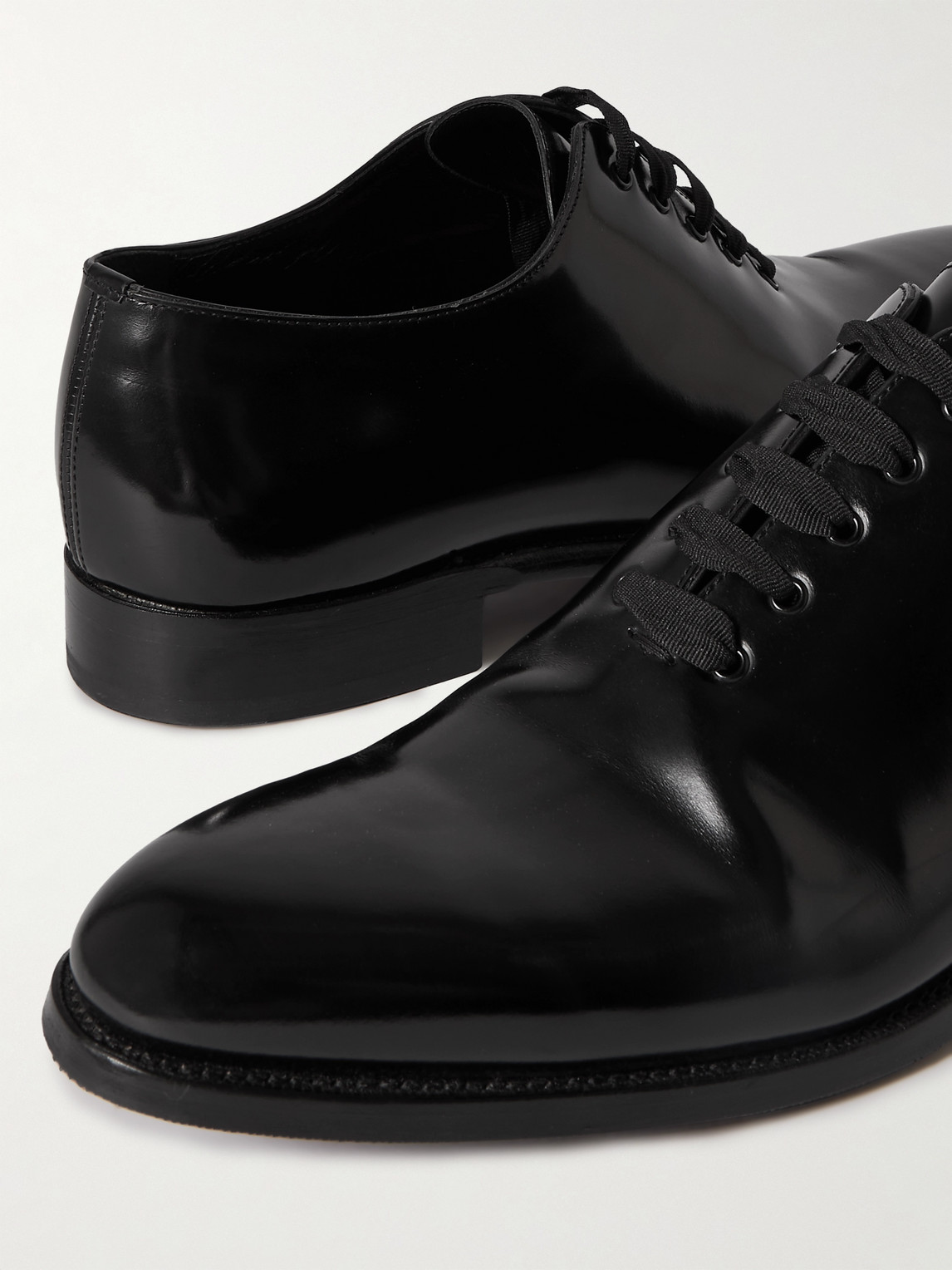 Shop Dunhill Glossed-leather Oxford Shoes In Black