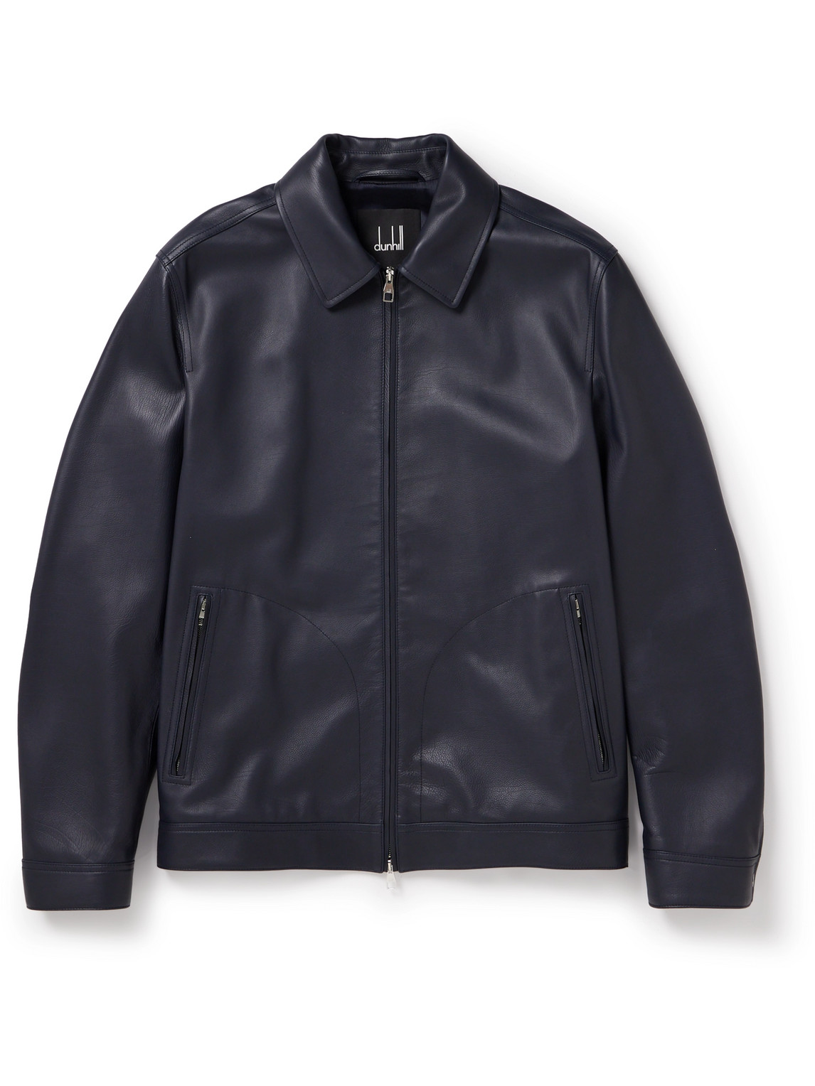 Dunhill Leather Blouson Jacket In Blue