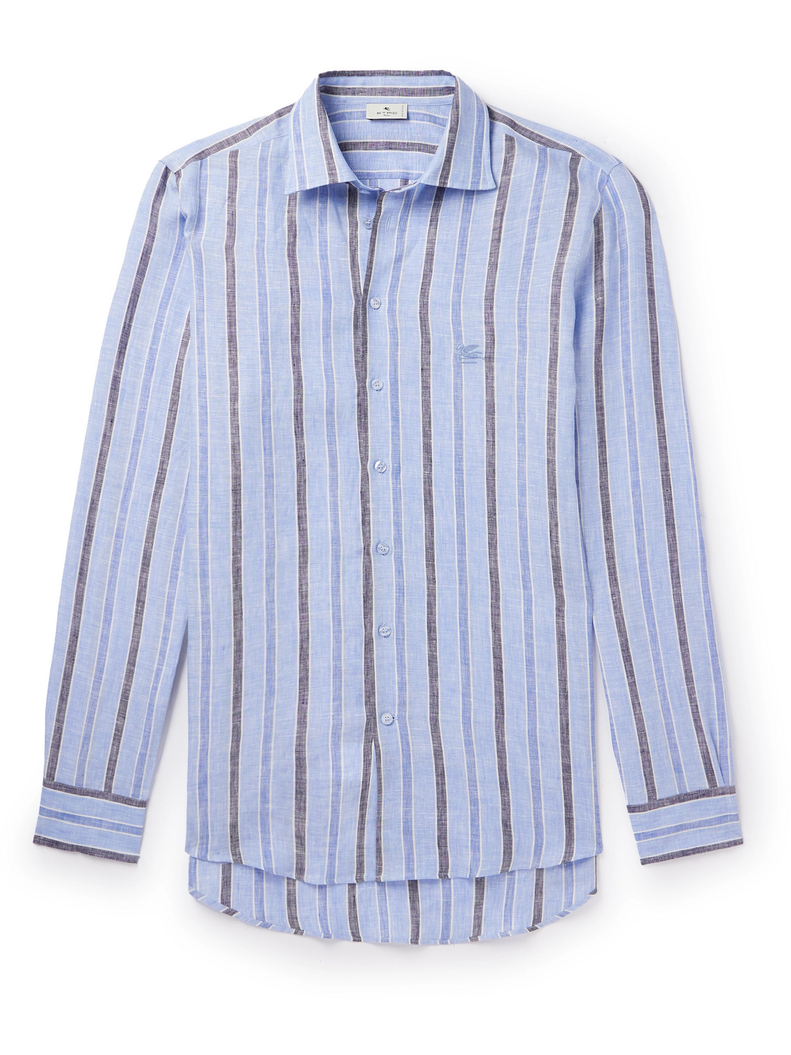 Etro Striped Linen Shirt In Blue