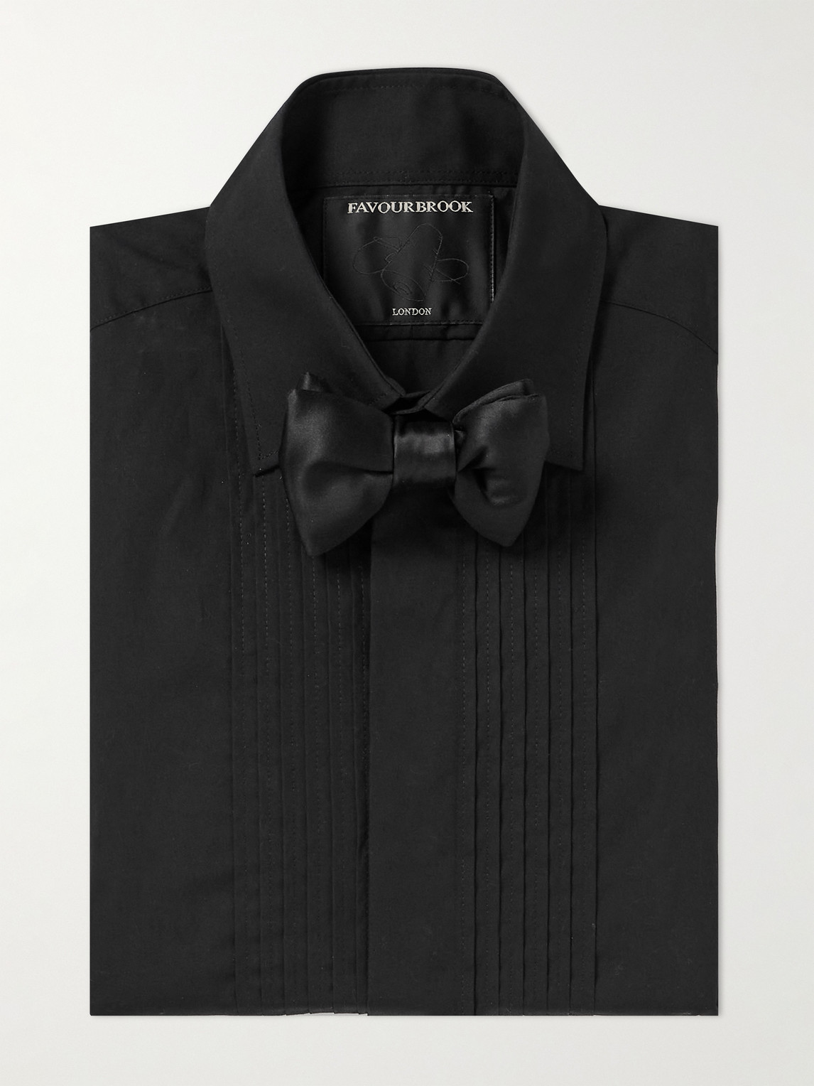 Shop Favourbrook Cutaway-collar Bib-front Double-cuff Cotton-poplin Shirt In Black