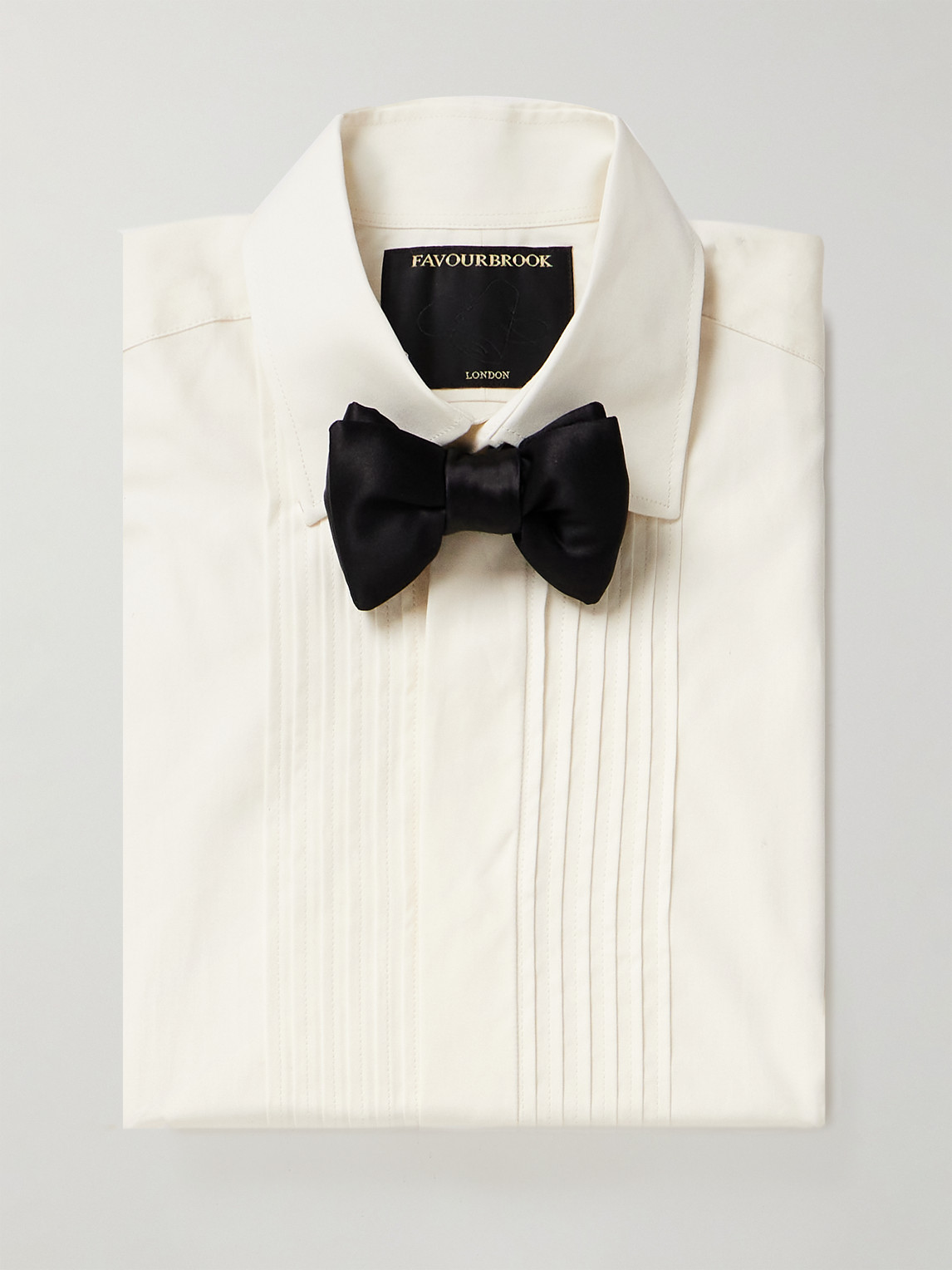 Shop Favourbrook Cutaway-collar Bib-front Double-cuff Cotton-poplin Shirt In Neutrals
