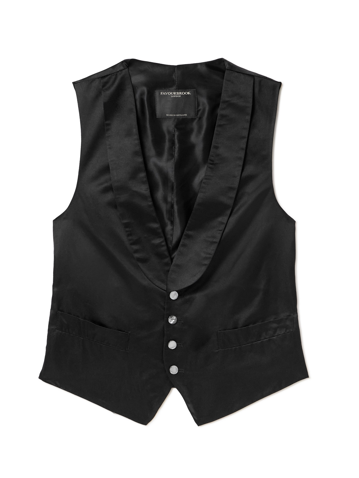 Favourbrook Slim-fit Shawl-lapel Duchesse Silk-satin Waistcoat In Black
