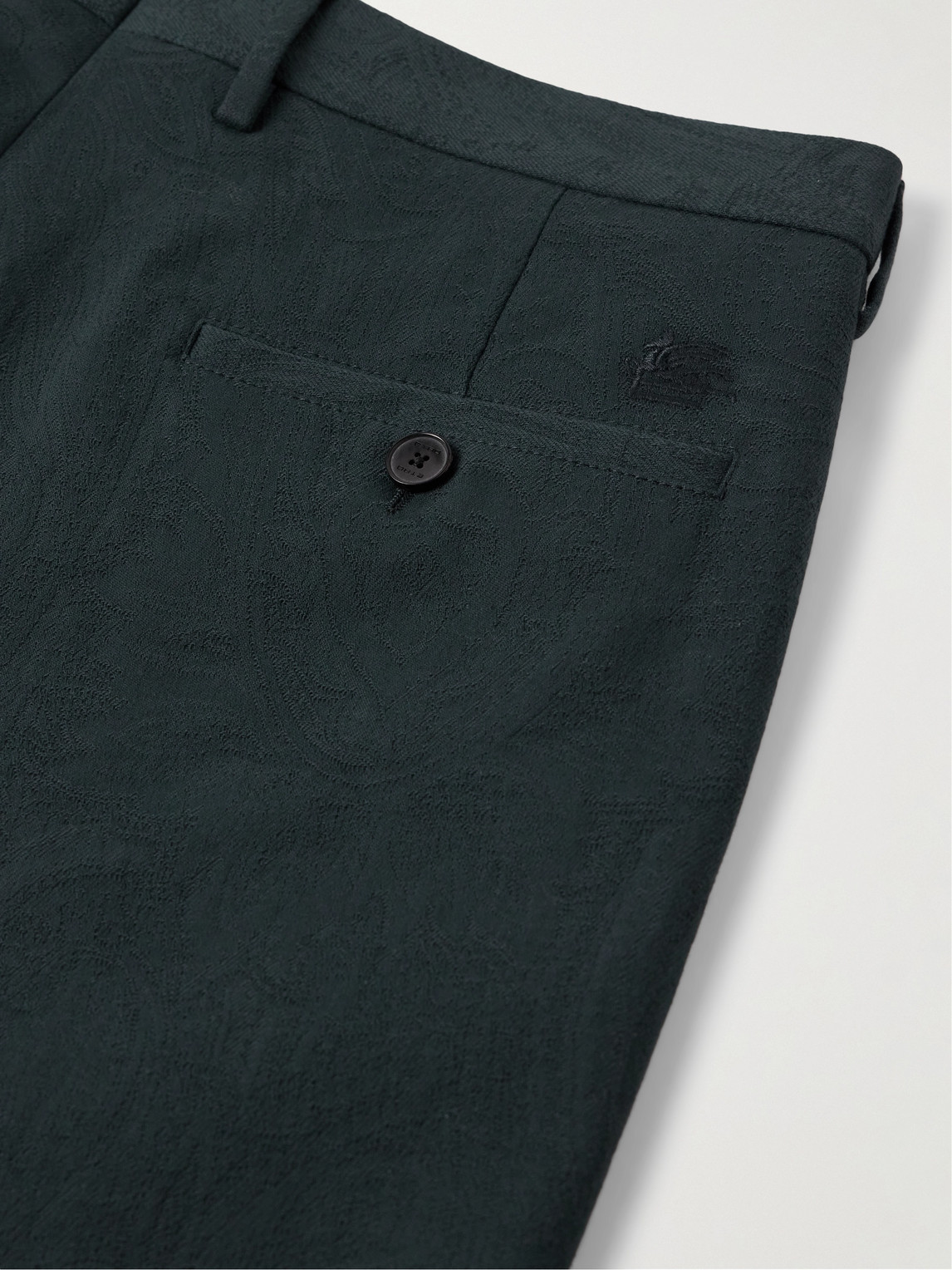 Shop Etro Straight-leg Cotton-blend Jacquard Bermuda Shorts In Blue