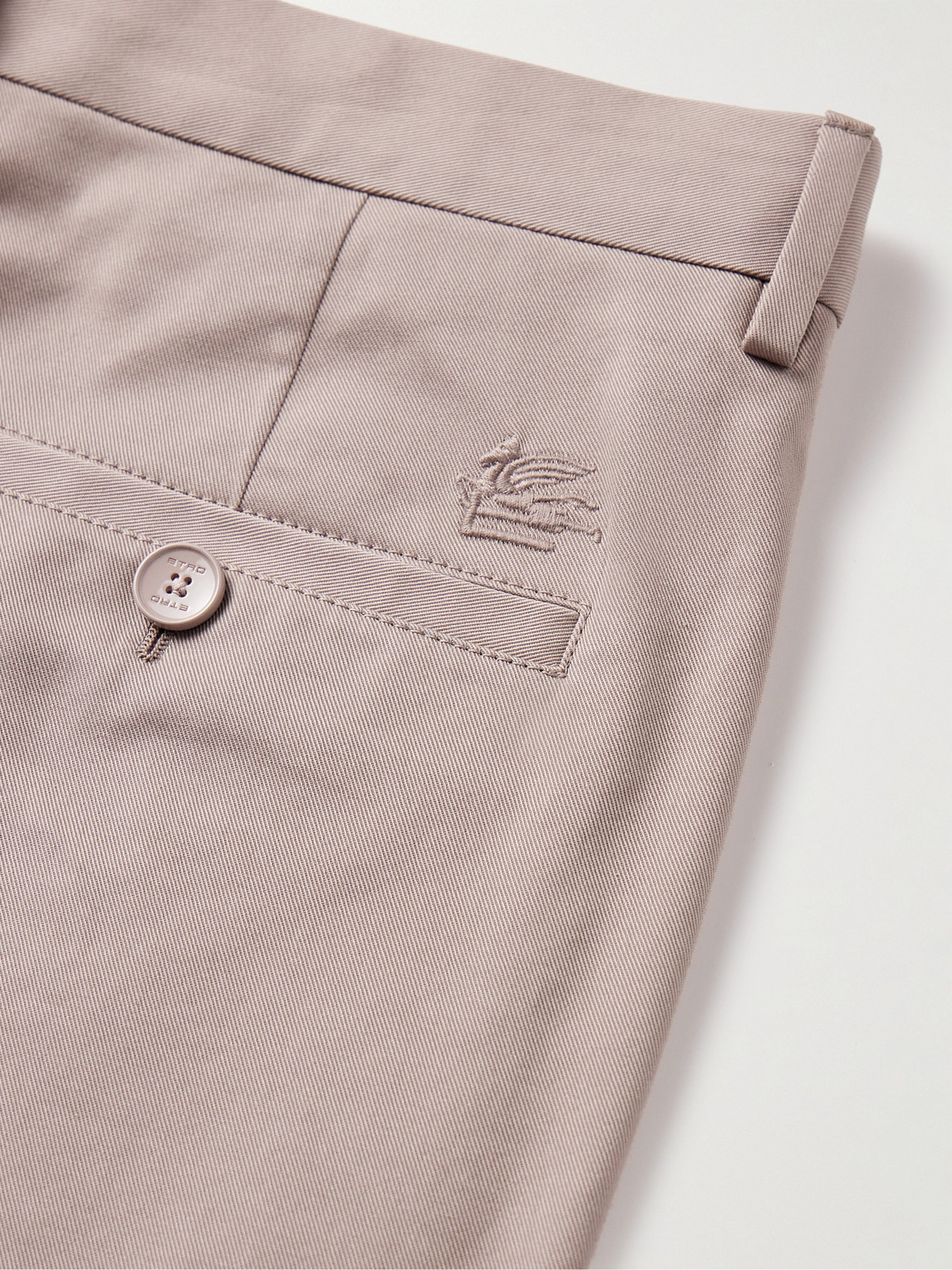 Shop Etro Straight-leg Cotton-blend Twill Bermuda Shorts In Neutrals