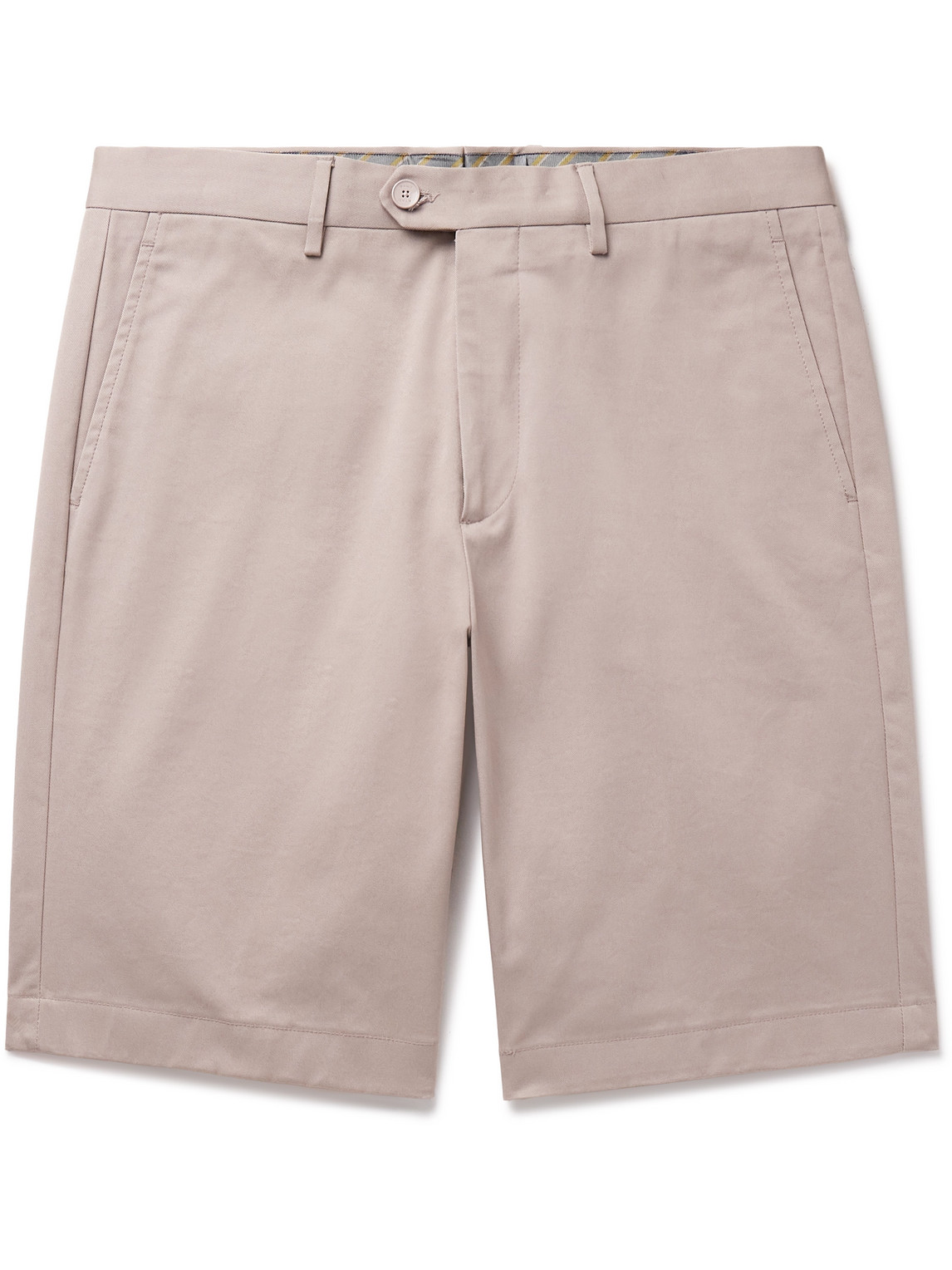 Etro Straight-leg Cotton-blend Twill Bermuda Shorts In Neutrals