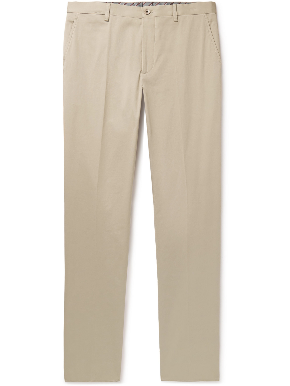 Etro Slim-fit Cotton-blend Gabardine Trousers In Neutrals