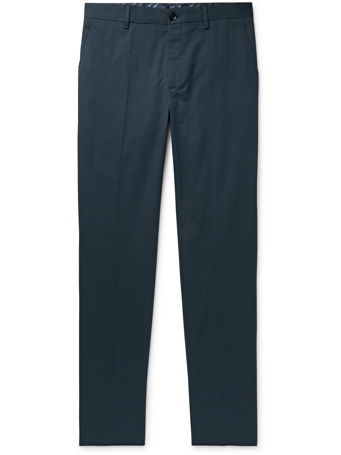 Etro Slim-fit Cotton-blend Gabardine Trousers In Blue