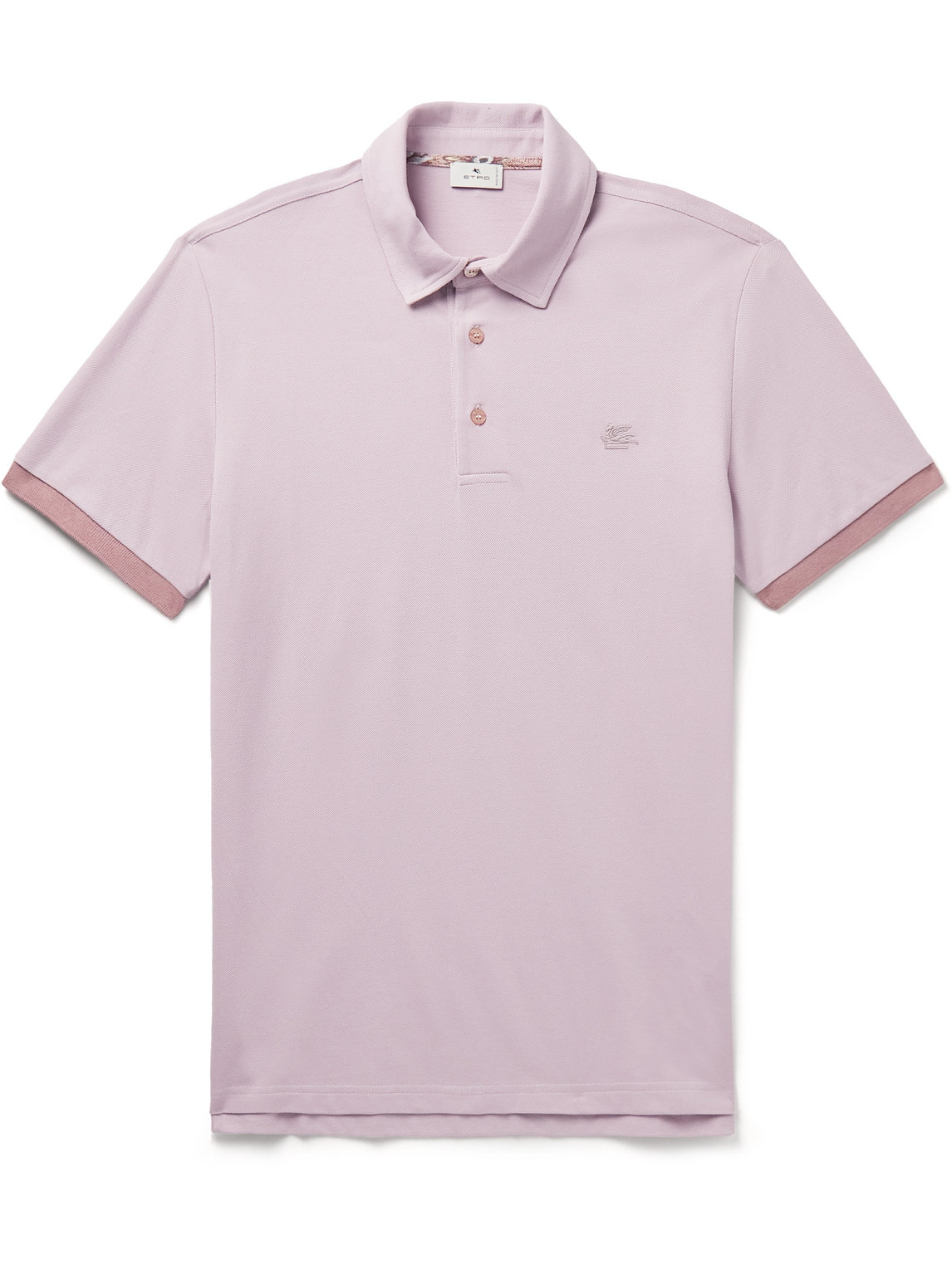 Etro Logo-embroidered Cotton-piqué Polo Shirt In Pink