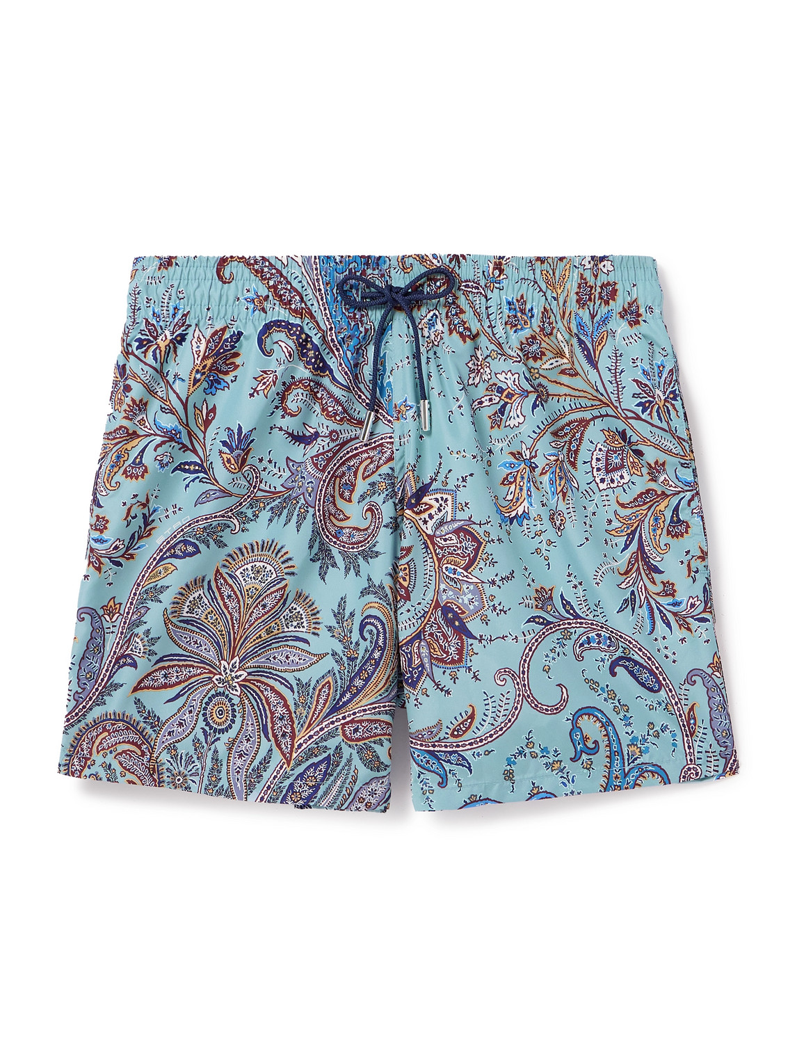 Shop Etro Straight-leg Mid-length Paisley-print Swim Shorts In Blue