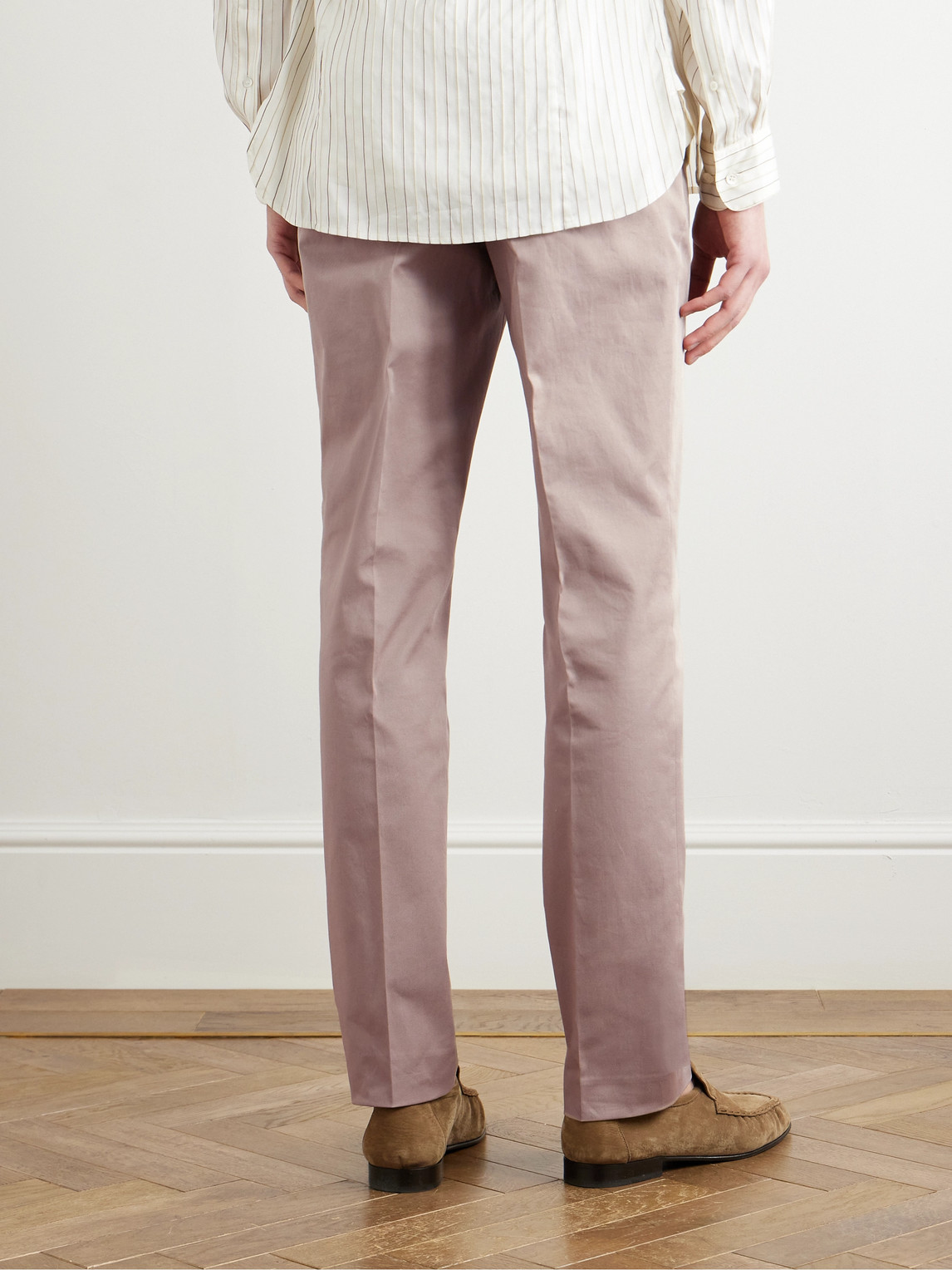 Shop Etro Straight-leg Cotton-blend Twill Trousers In Pink