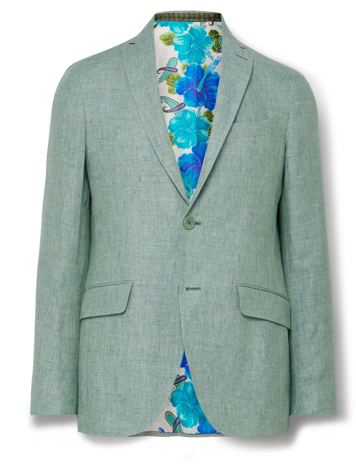 Etro Linen Suit Jacket In Green
