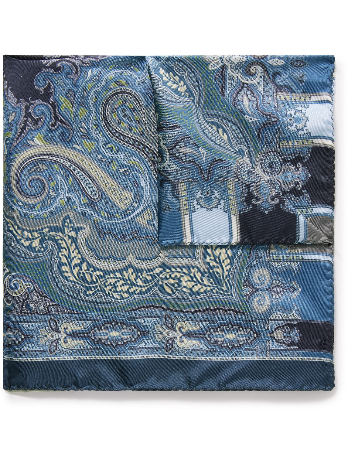 Etro Paisley-print Silk-twill Pocket Square In Blue