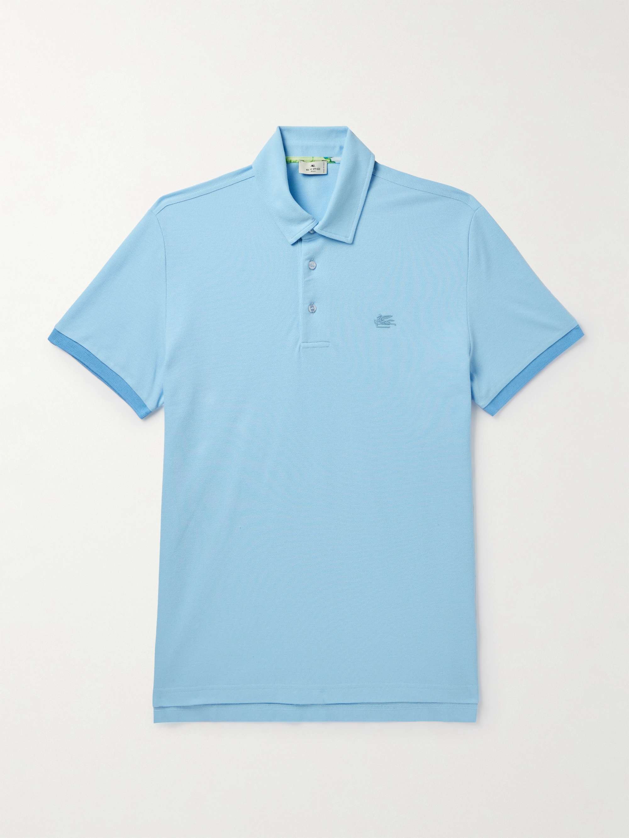 ETRO Logo-Embroidered Cotton-Piqué Polo Shirt for Men | MR PORTER