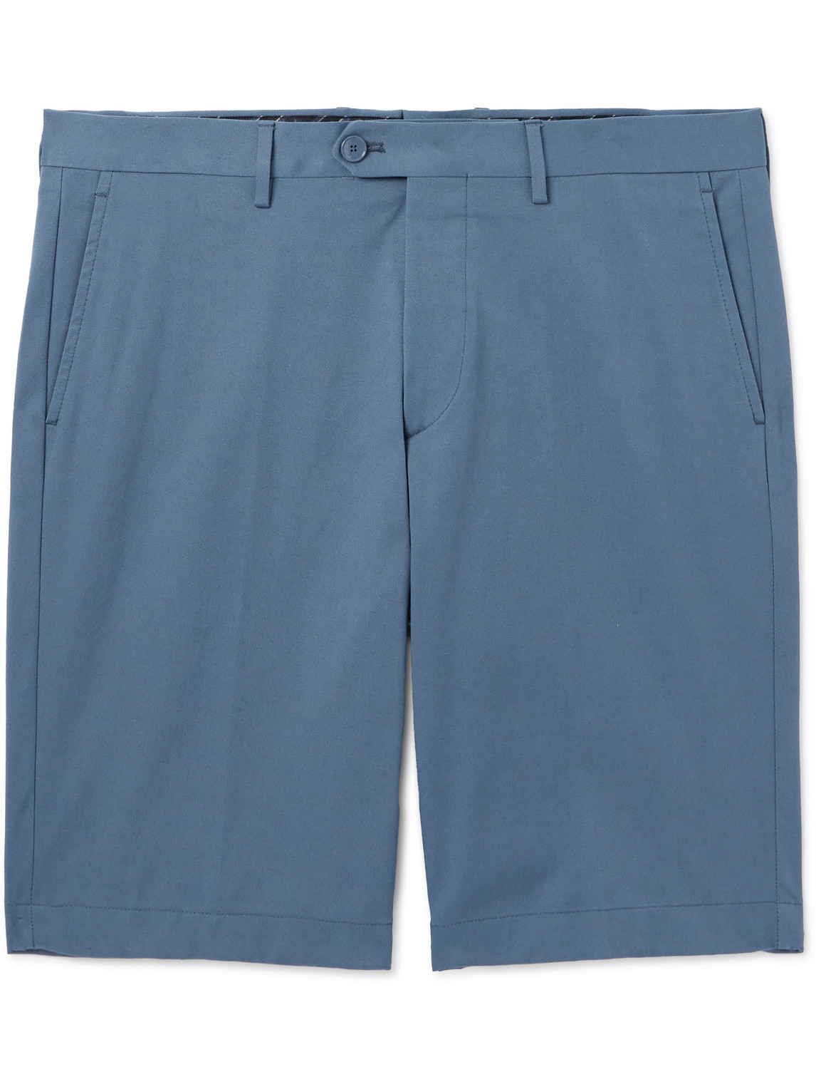 Etro Straight-leg Cotton-blend Twill Bermuda Shorts In Blue