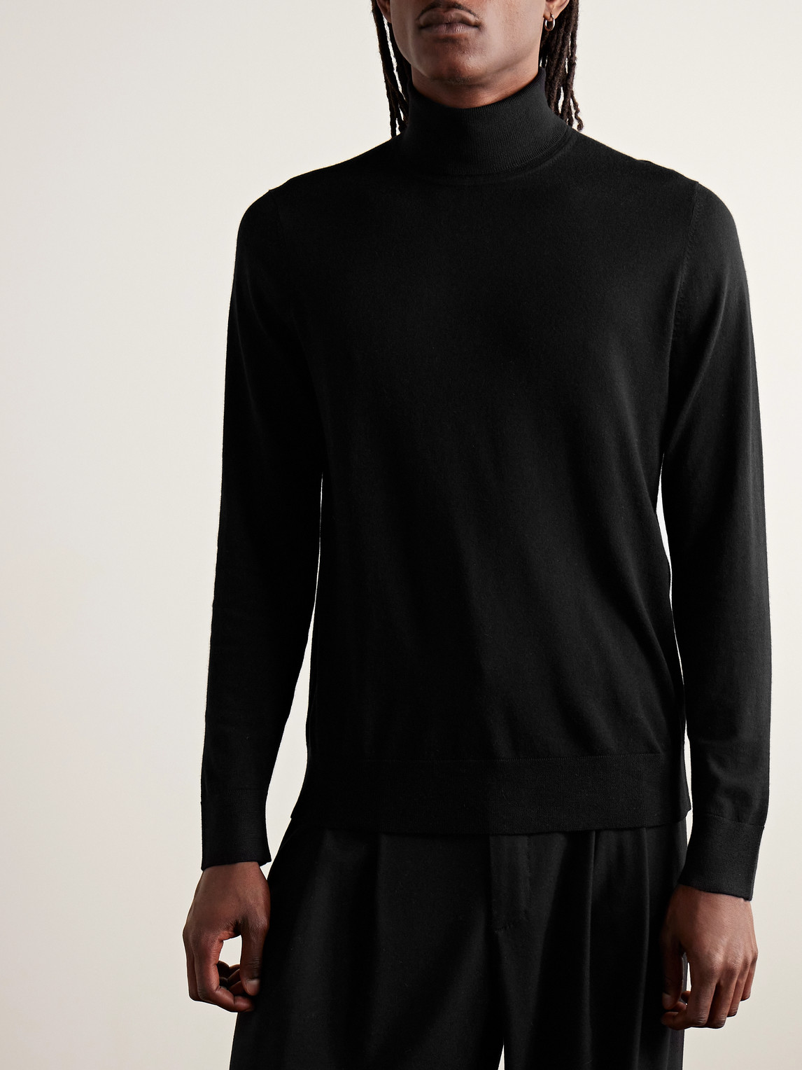 Shop Gabriela Hearst Jermaine Slim-fit Merino Wool Rollneck Sweater In Black