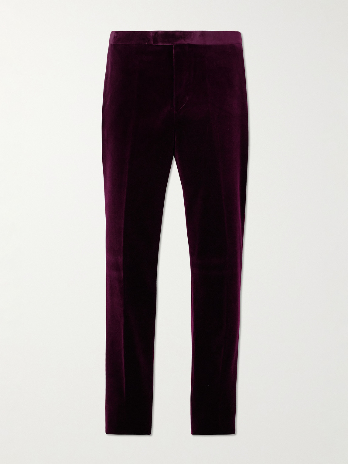 Favourbrook Straight-leg Cotton-velvet Tuxedo Trousers In Burgundy