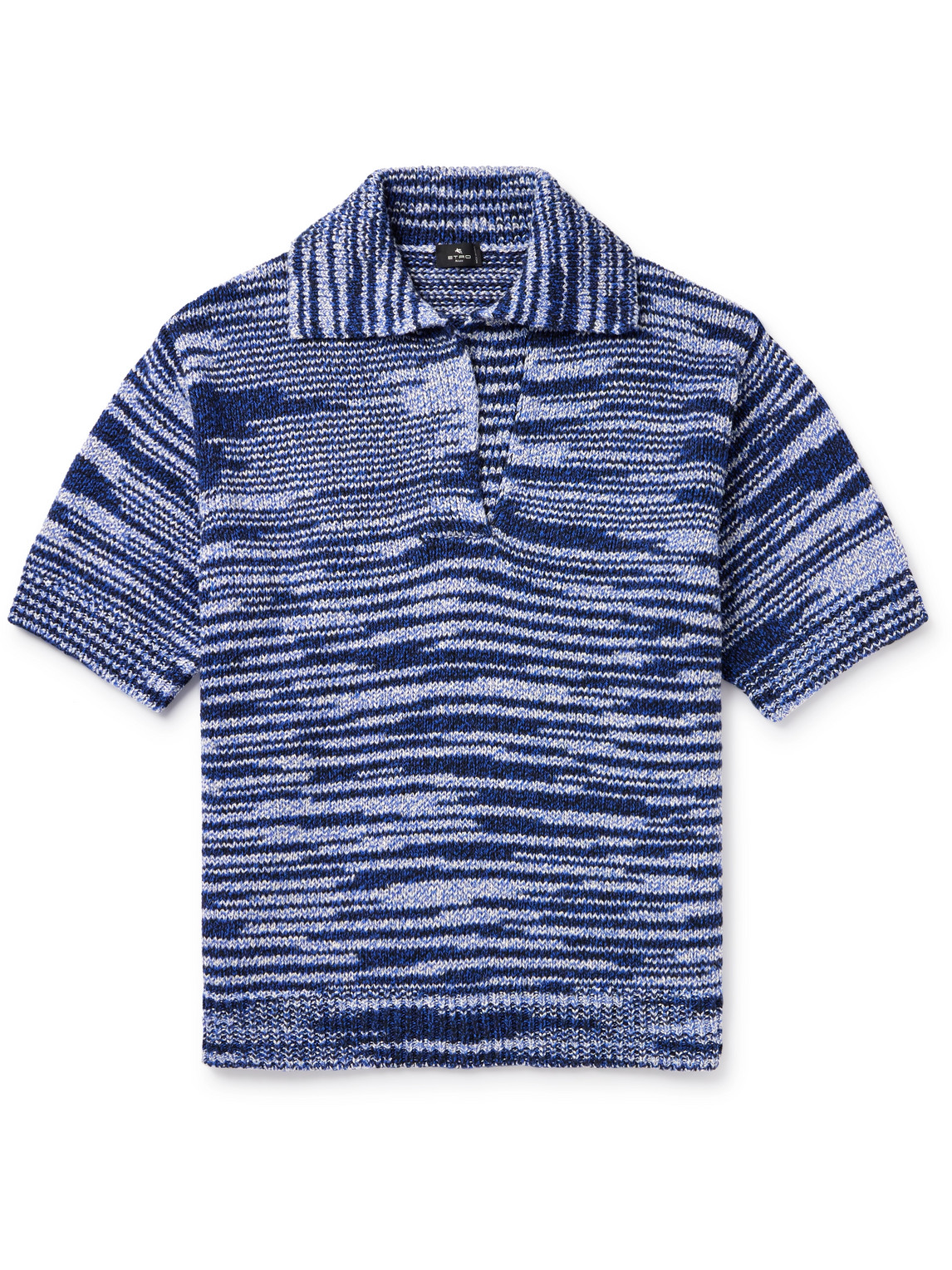 Etro Space-dyed Cotton-blend Polo Shirt In Blue