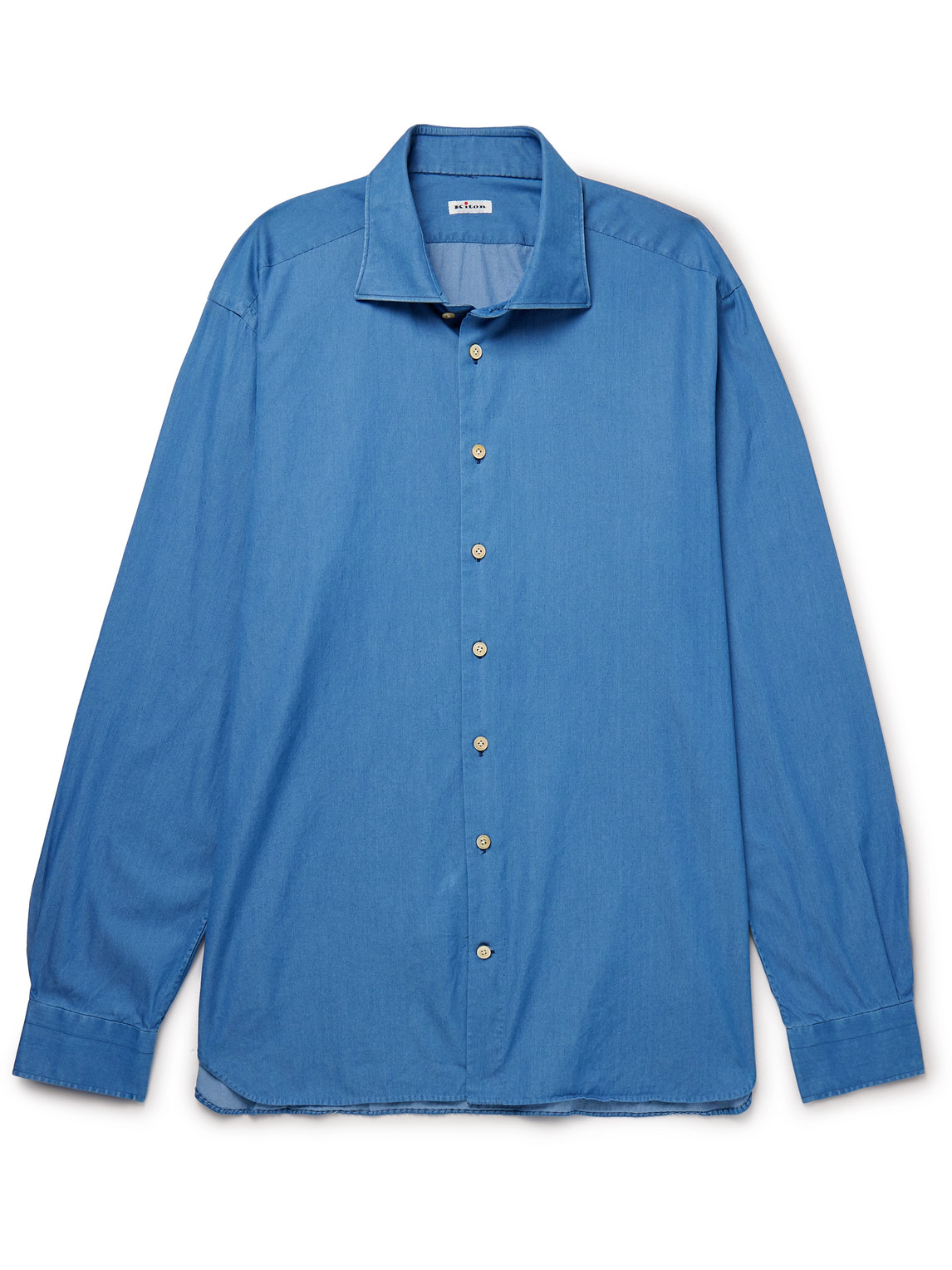 Kiton Cotton-chambray Shirt In Blue