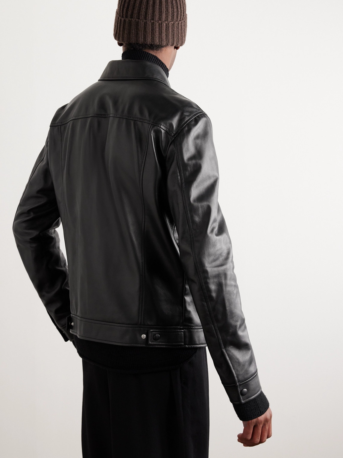 Shop Gabriela Hearst Levy Slim-fit Leather Jacket In Black