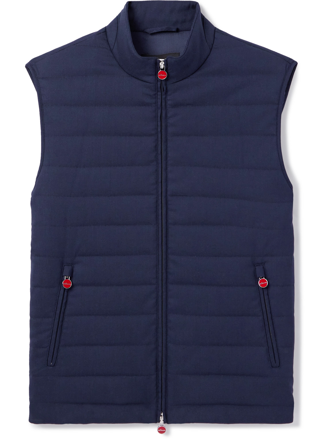 Kiton Quilted Virgin Wool-blend Gilet In Blue