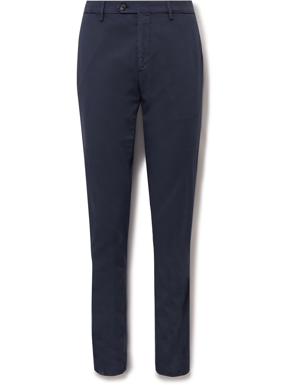 Lardini Slim-fit Straight-leg Cotton-blend Trousers In Blue