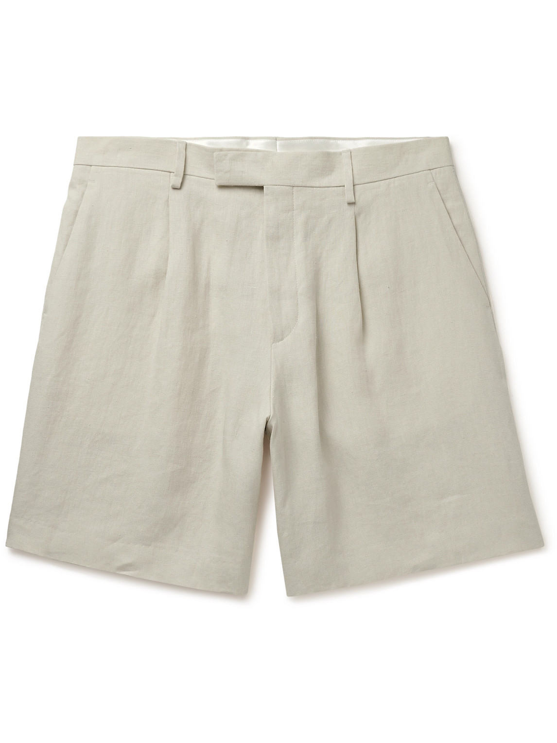 Lardini Straight-leg Pleated Linen Shorts In Neutrals