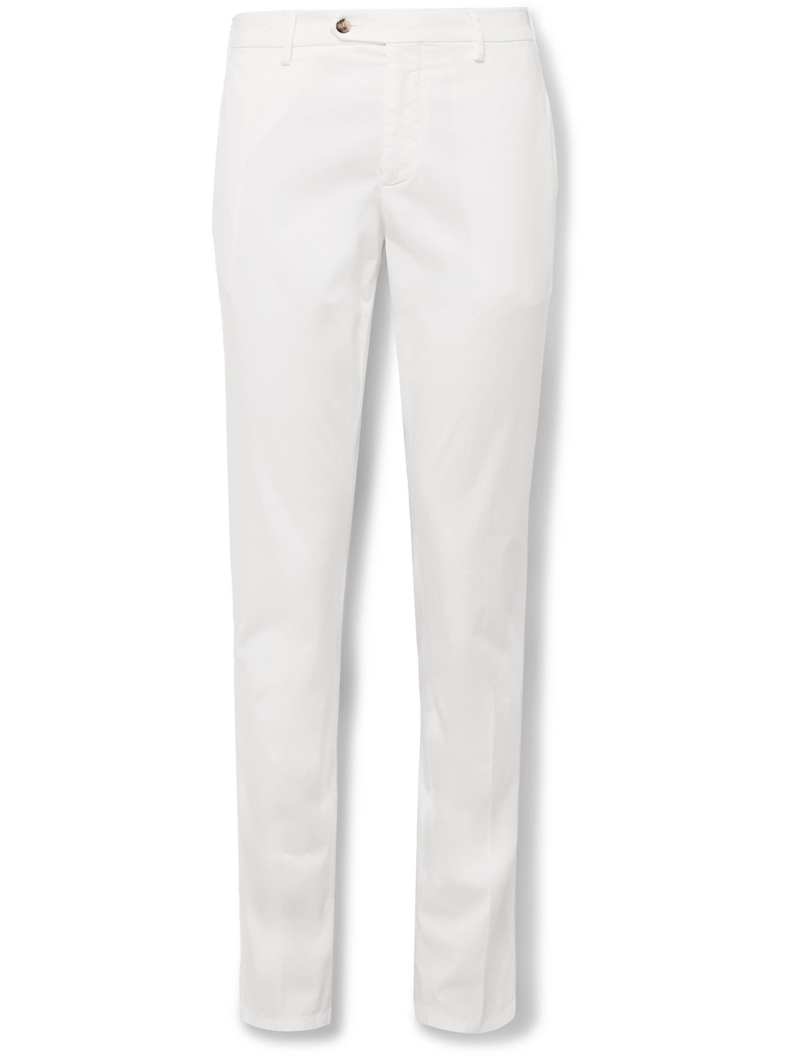 Lardini Slim-fit Straight-leg Cotton-blend Trousers In White