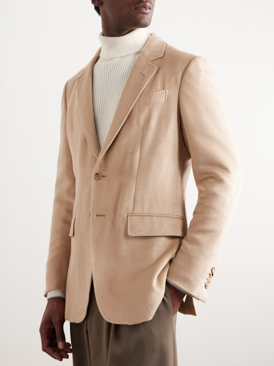 Shop Gabriela Hearst Irving Slim-fit Brushed-silk Blazer In Neutrals