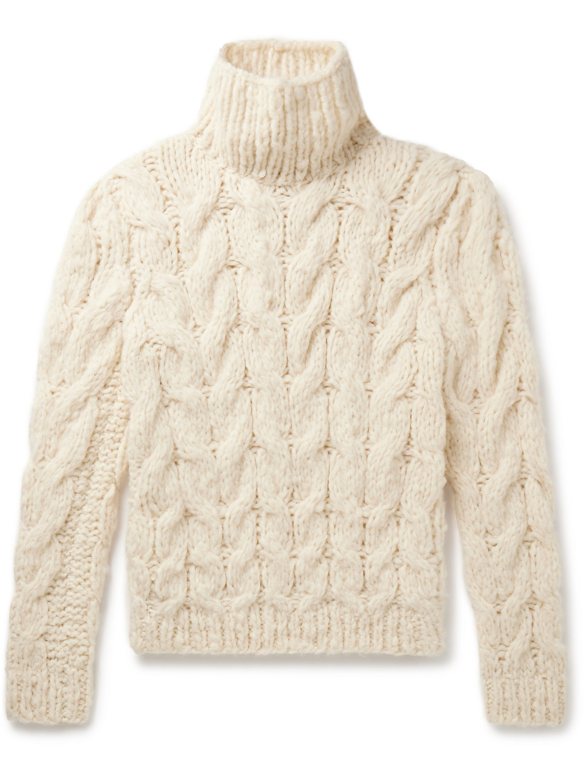 Gabriela Hearst Ray Cable-knit Welfat Cashmere Rollneck Sweater In Neutrals