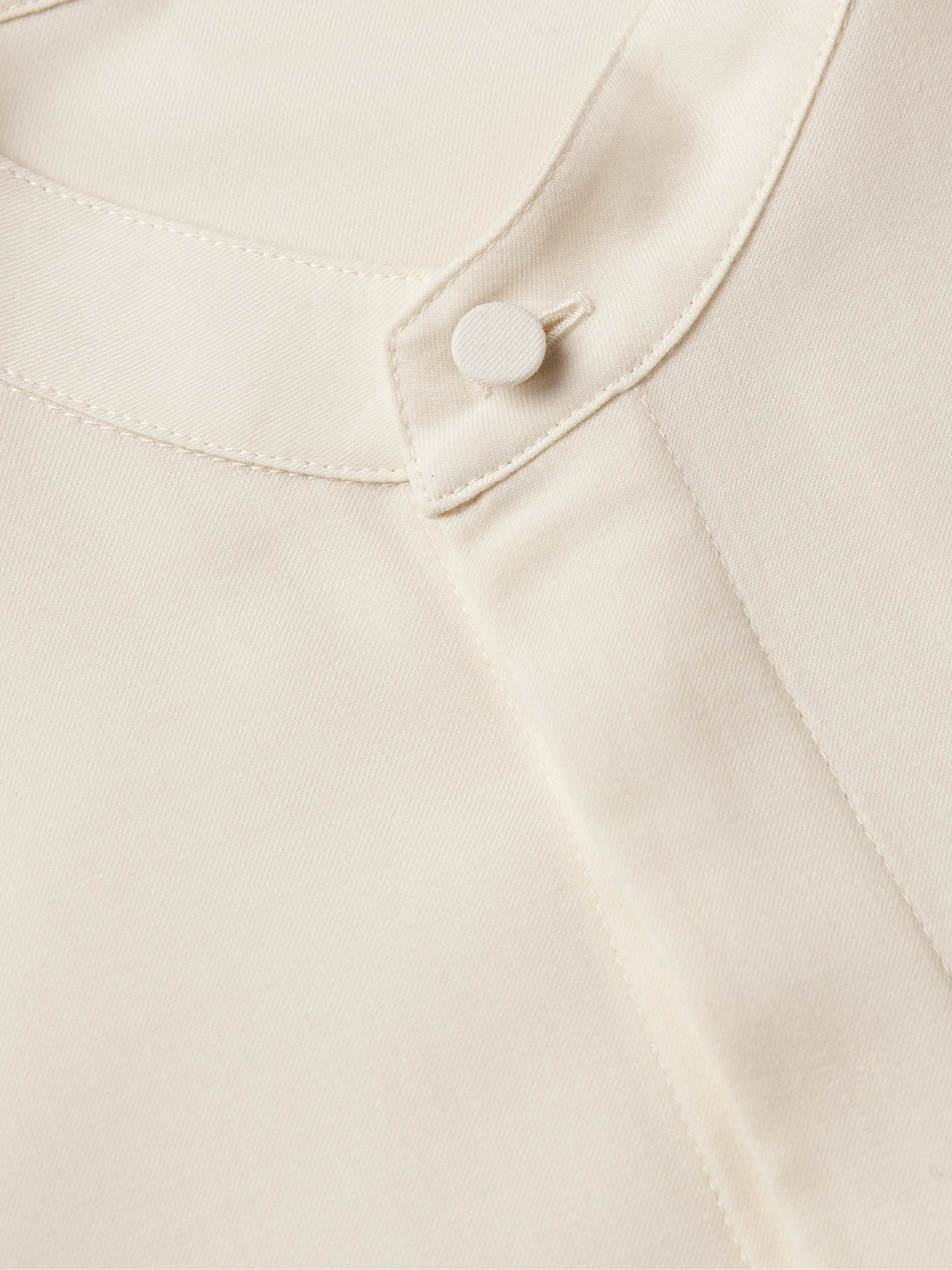 Shop Gabriela Hearst Ollie Grandad-collar Cashmere-voile Shirt In Neutrals
