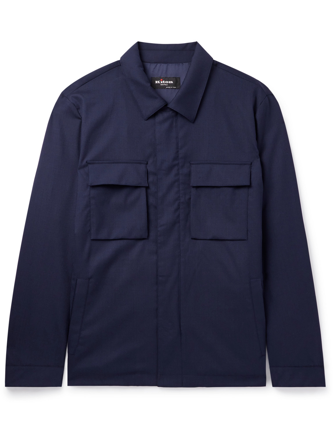 Kiton Wool-blend Overshirt In Blue