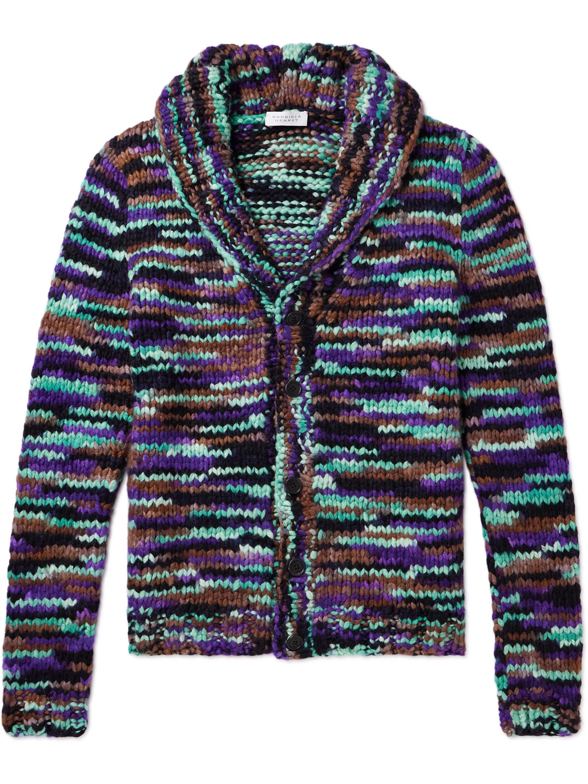 Gabriela Hearst Casa Slim-fit Shawl-collar Space-dyed Cashmere Cardigan In Blue