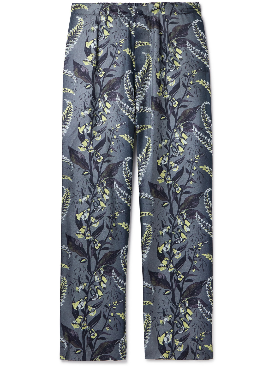 Etro Straight-leg Printed Silk-twill Trousers In Blue