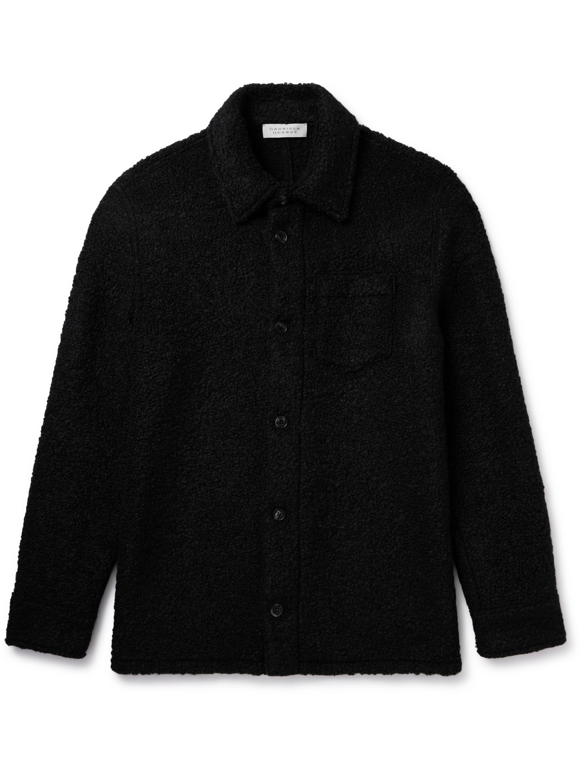 Shop Gabriela Hearst Cashmere, Alpaca, Wool And Silk-blend Bouclé Overshirt In Black